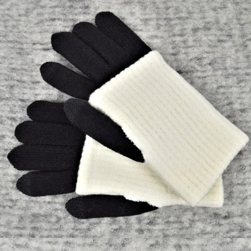 New! Steve Madden Women's Solid Ribbed Knit Cover Touch Screen Gloves